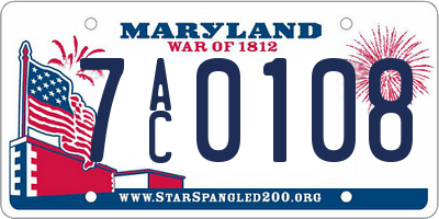 MD license plate 7AC0108