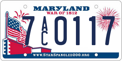 MD license plate 7AC0117