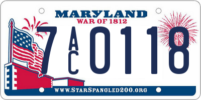 MD license plate 7AC0118