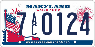 MD license plate 7AC0124
