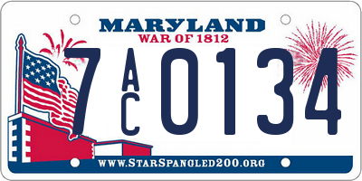 MD license plate 7AC0134