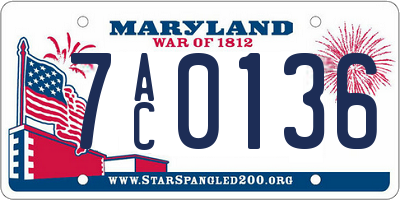 MD license plate 7AC0136