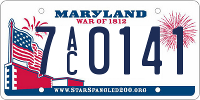 MD license plate 7AC0141
