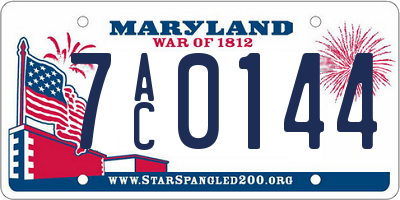 MD license plate 7AC0144
