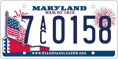 MD license plate 7AC0158