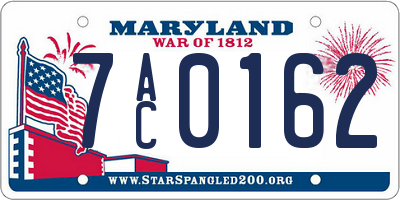 MD license plate 7AC0162