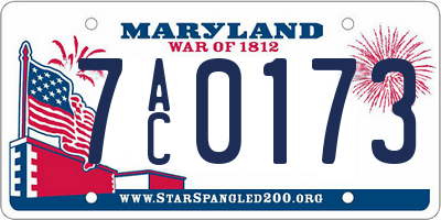 MD license plate 7AC0173
