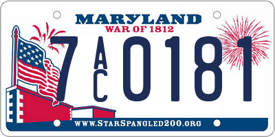 MD license plate 7AC0181
