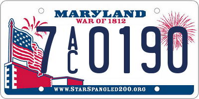 MD license plate 7AC0190