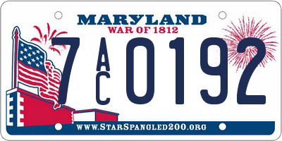 MD license plate 7AC0192