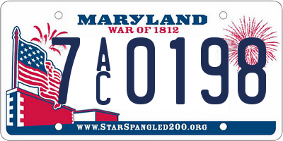 MD license plate 7AC0198