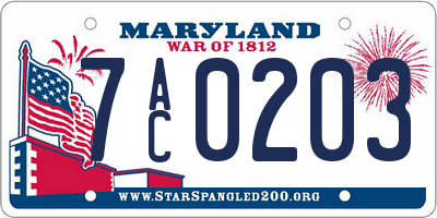 MD license plate 7AC0203