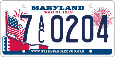 MD license plate 7AC0204