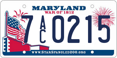 MD license plate 7AC0215