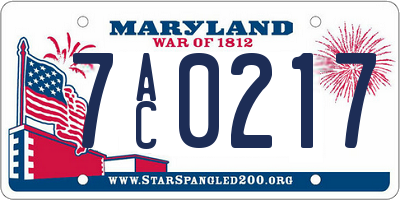 MD license plate 7AC0217