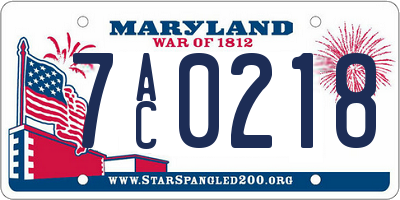MD license plate 7AC0218