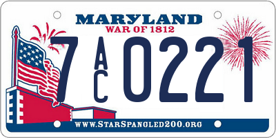 MD license plate 7AC0221