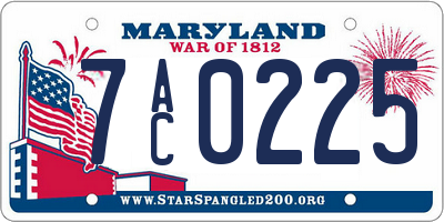 MD license plate 7AC0225