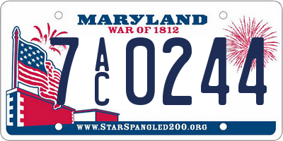 MD license plate 7AC0244