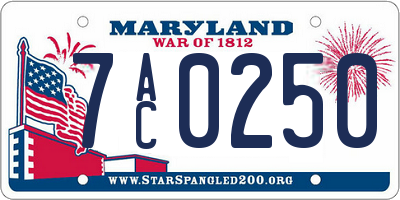 MD license plate 7AC0250
