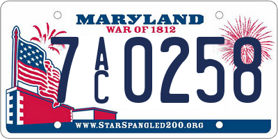 MD license plate 7AC0258