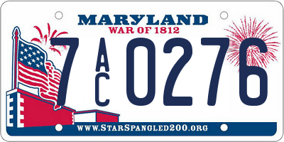 MD license plate 7AC0276