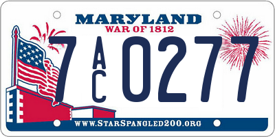 MD license plate 7AC0277