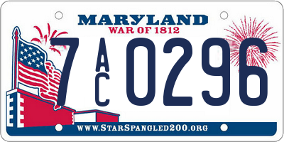 MD license plate 7AC0296