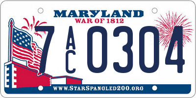 MD license plate 7AC0304