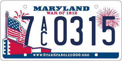 MD license plate 7AC0315