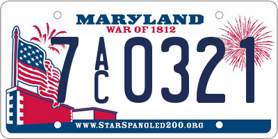 MD license plate 7AC0321