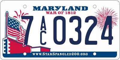 MD license plate 7AC0324