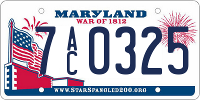 MD license plate 7AC0325