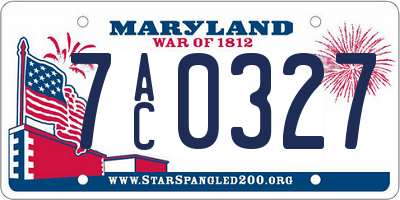 MD license plate 7AC0327