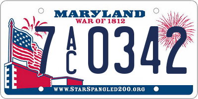 MD license plate 7AC0342