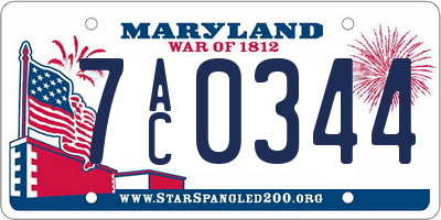 MD license plate 7AC0344