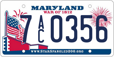 MD license plate 7AC0356