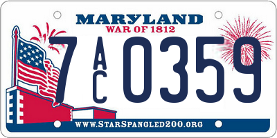 MD license plate 7AC0359