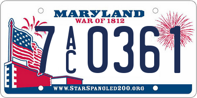 MD license plate 7AC0361
