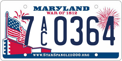 MD license plate 7AC0364