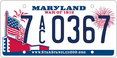 MD license plate 7AC0367