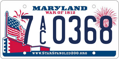 MD license plate 7AC0368