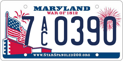 MD license plate 7AC0390