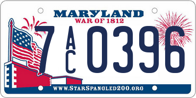 MD license plate 7AC0396