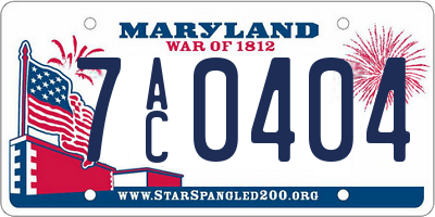MD license plate 7AC0404