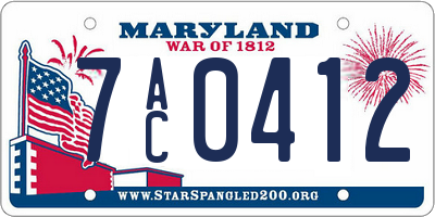 MD license plate 7AC0412