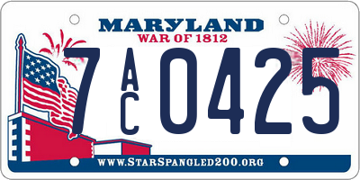 MD license plate 7AC0425