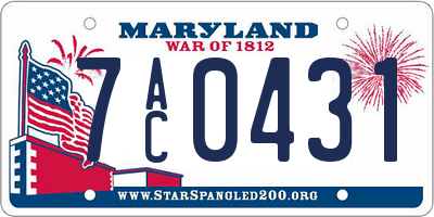 MD license plate 7AC0431