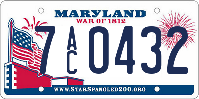 MD license plate 7AC0432