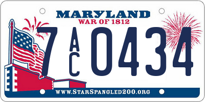 MD license plate 7AC0434